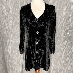 Vintage Beth Schaeffer crushed velvet button front dress/tunic